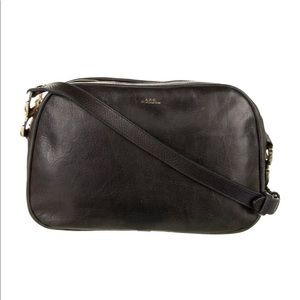 APC Navy Leather Crossbody Bag